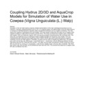 Coupling Hydrus 2D 3D and AquaCrop Models for Simulation of Water Use in Cowpea (Vigna Unguiculata (.pdf.jpg
